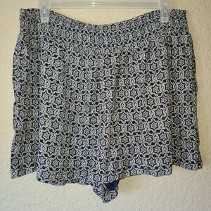 Blue and White Patterned Shorts